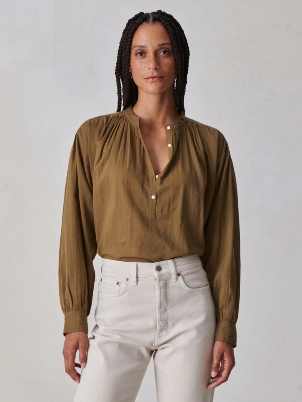 Buck Mason Heirloom Cotton Ojai Shirt Tunic Top Bronze Brown Oversized Sz Small